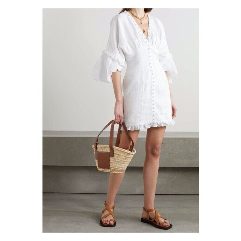 Nwt Anthropologie Joslin Linen Taylor Mini Dress White Quiet Luxury Boho Resort